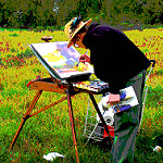 Artist at Work, Bit by Bit It All Takes Shape by moonjazz artist easel photo